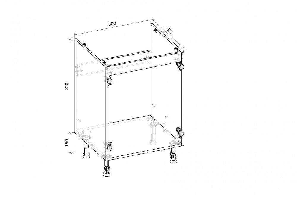 Тумба нижня Грейд мийка /Оптимум 600x870x522 мм сірий графіт