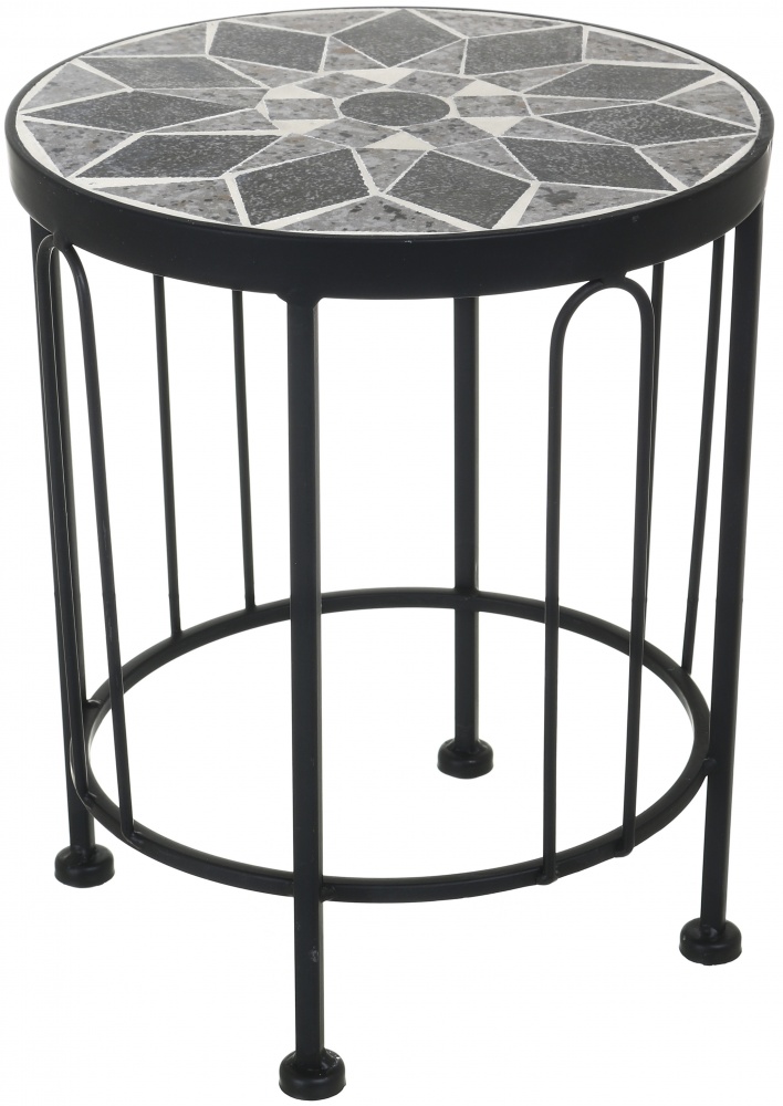 Подставка для цветов круглая с мозаикой JF232310-2 25х25x30 см черный/черный