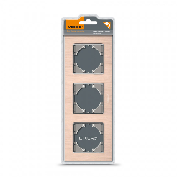 Рамка трехместная Videx Binera горизонтальная медный VF-BNFRA3H-CP