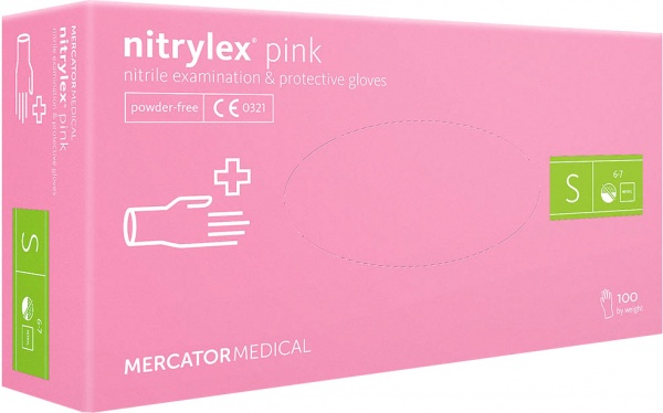 Перчатки медицинские Mercator Medical Nitrylex Pink нитриловые нестерильные неприпудренные S розовые 100 шт./уп.