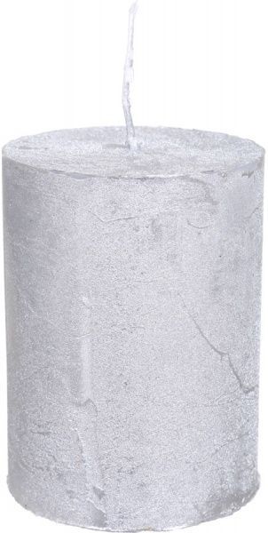 Свеча Цилиндр металлик серебряная ESTE