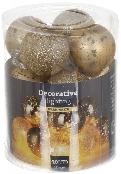 Електрогірлянда лінійна з кульками золотий світлодіодна (LED) 10 ламп 