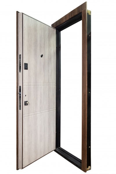 Двері вхідні Revolut Doors В-617 модель 234-237 дуб тютюн / дуб немо срібний 2050x950 мм ліві