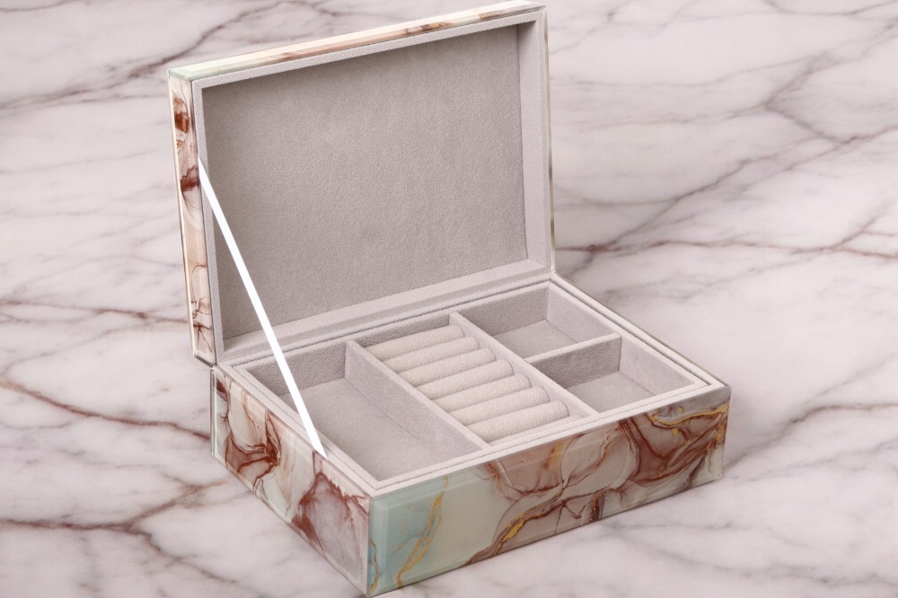 Шкатулка для украшений Rosalie 26x18x9,5 см розовый мрамор