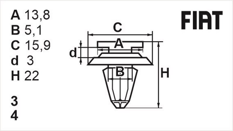 Клипса нажимная внутренняя (обшивка, обшивка дверей) Romix (11027)