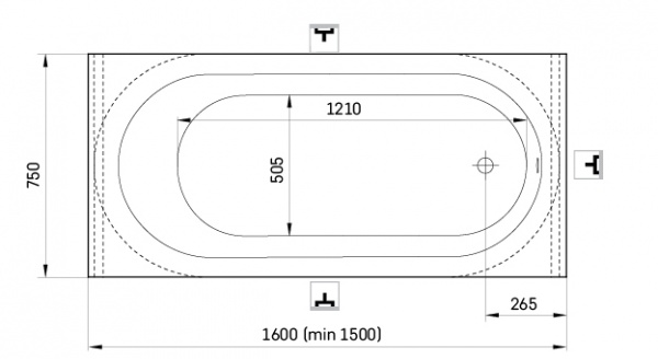 Ванна из искусственного камня PAA Vario M 160x75 см