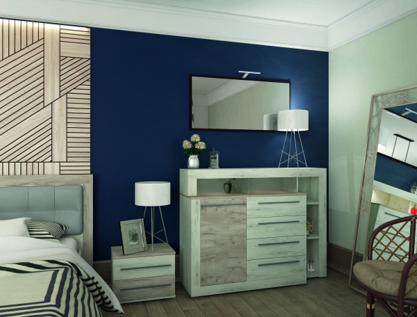 Комод SOKME 140 Мілана дуб крафт/дуб крафт білий 