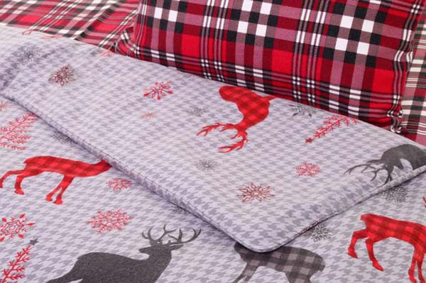 Пододеяльник фланель Christmas Deer 160x220 см серый с красным La Nuit 