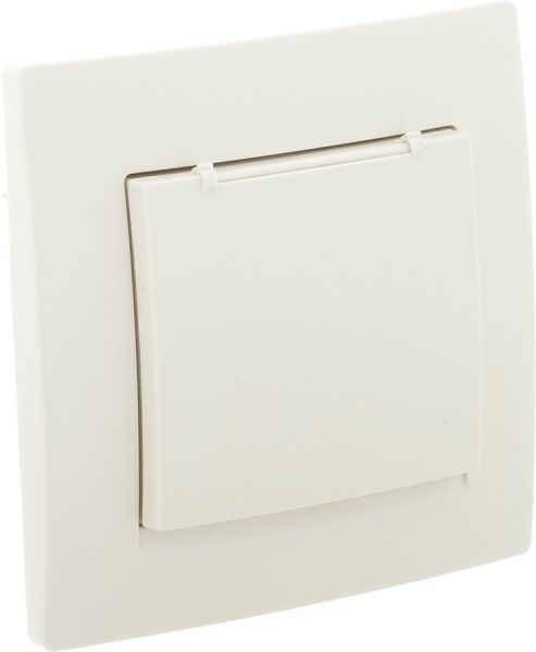 Розетка із заземленням UP! (Underprice) One Plus з кришкою крем 706-0303-123B