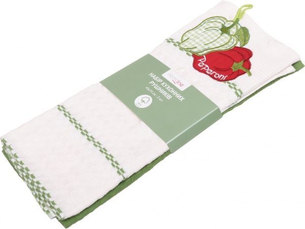 Набір рушників кухонних Перець 2 шт. 45x70 см білий із зеленим Home Line 