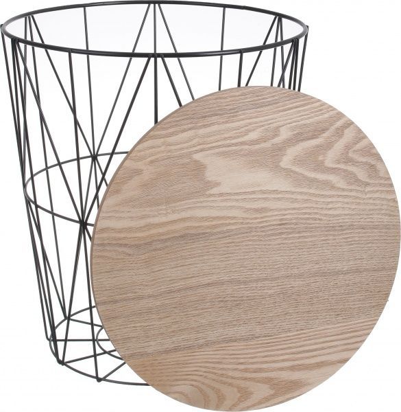Стол-корзина Сканди 35х35х39 см натуральное дерево с черным 