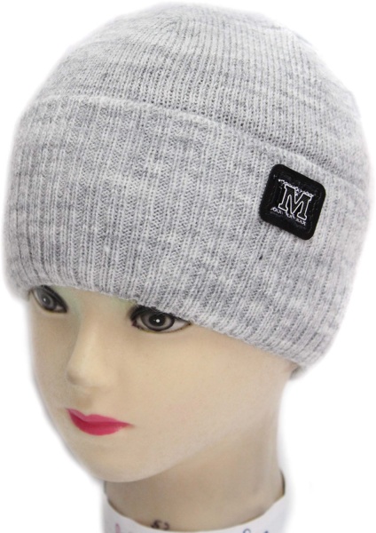 Шапочка дитяча для хлопчика Kraft+ р.50-52 світло-сірий меланж 1624 