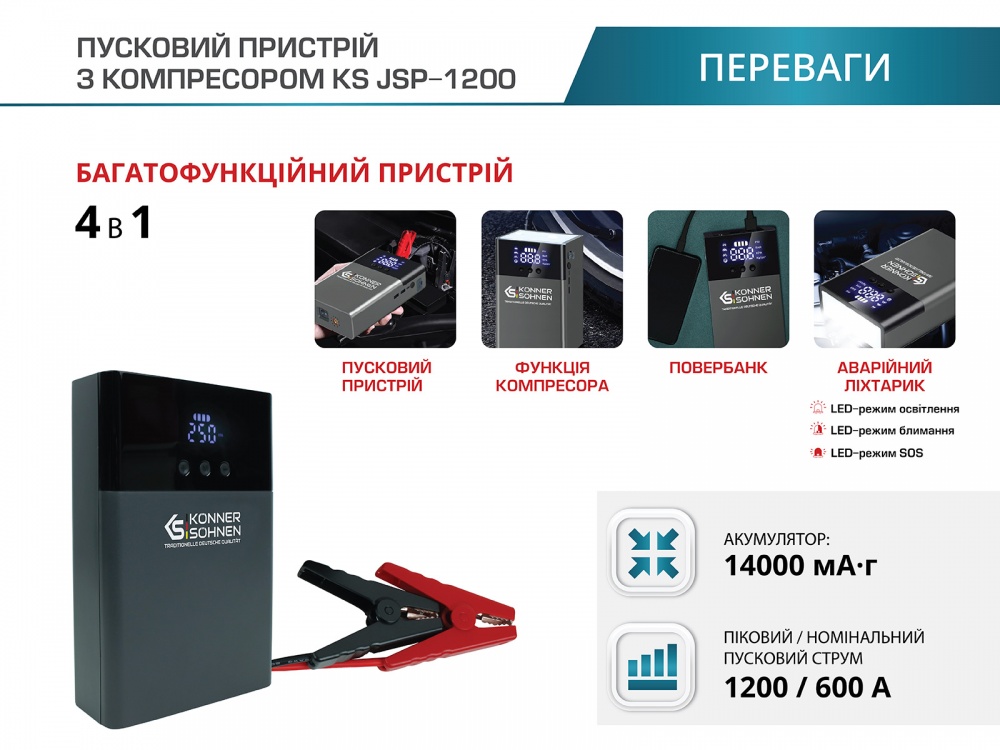 Пусковое устройство Konner&Sohnen 600 А 14000 А/год (KS JSP-1200)
