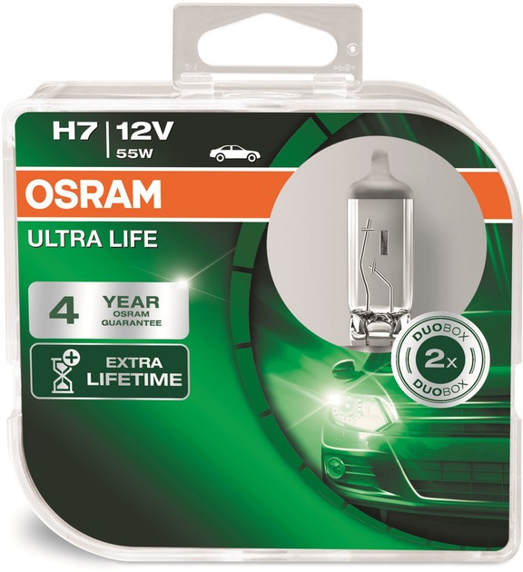 Автолампа галогенная Osram PX26D Ultra Life H7 55 Вт 2 шт.(OS 64210 ULT-HCB)
