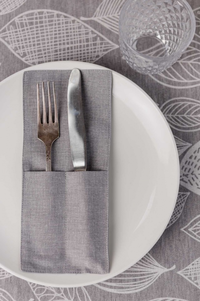 Чохол для приборів Прованс Листя cірий однотон 10x24 см сірий