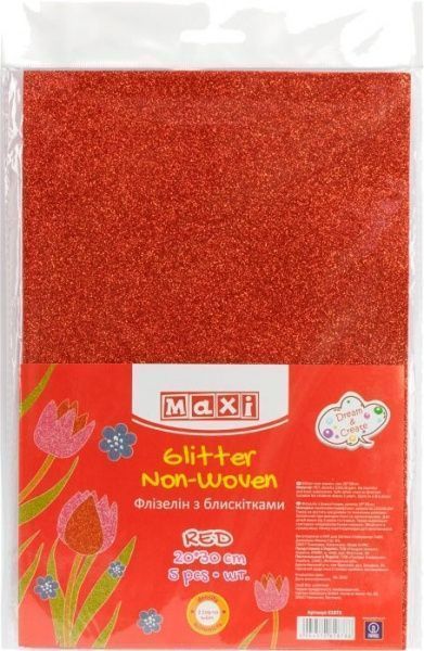 Флизелин с блестками MX61878 20х30 см красный