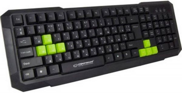 Клавіатура Esperanza Wired EGK102 Green USB (EGK102GUA) black/green 