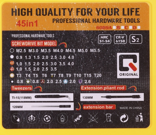 Набор отверток Compass для точных работ и ремонта электроники 45 предметов CP-PK-45-2