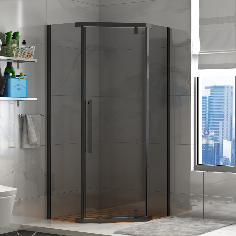 Душове огородження EGO п'ятикутне PURE BLACK 90х90х190 см