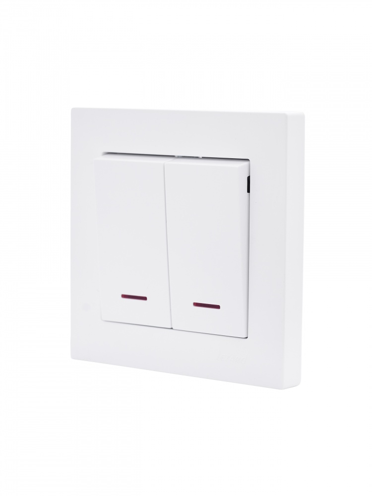 Выключатель двухклавишный Lezard Vesna с подсветкой белый 742-0288-112