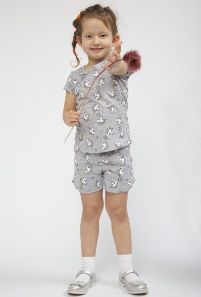 Костюм для дівчаток Luna Kids Unikorn р.128-134 світло-сірий із принтом 0033/12013 