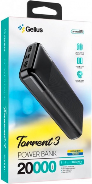 Внешний аккумулятор (Powerbank) Gelius Pro Torrent 3 20000 mAh black (GP-PB20015) 