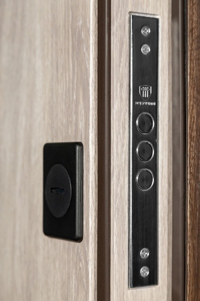 Двері вхідні Revolut Doors В-617 модель 234-237 дуб тютюн / дуб немо срібний 2050x950 мм ліві