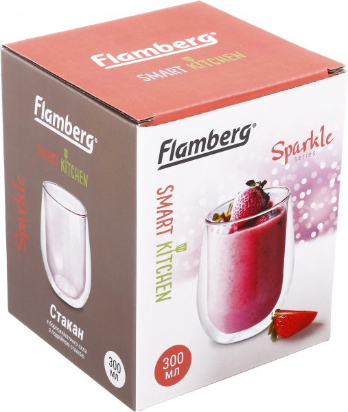 Стакан Sparkle Pink 300 мл 1 шт. Flamberg Smart Kitchen 