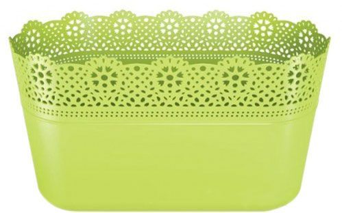 Кашпо пластикове Prosperplast Lace овальний 2,7л лайм (78979-389) 