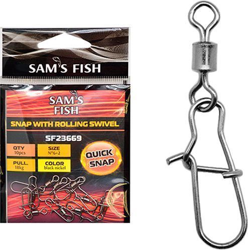 Вертлюг із застібкою Stenson Американка №5+3 18 кг 9 шт.