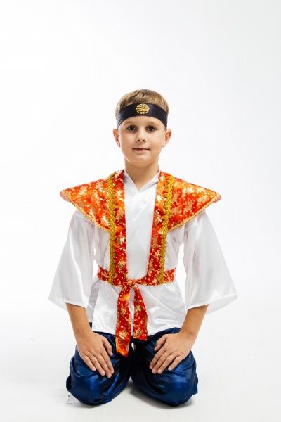 Костюм карнавальний КАРНАВАЛІЯ Самурай р.122-128 синій із білим 