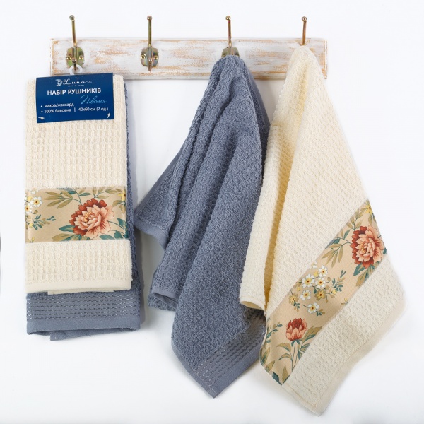 Набор полотенец кухонных Пион 3D 2 шт. 40x60 см в ассортименте Luna 