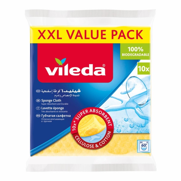 Салфетка влагопоглощающая Vileda 18х20 см 10 шт./уп. / в ассортименте