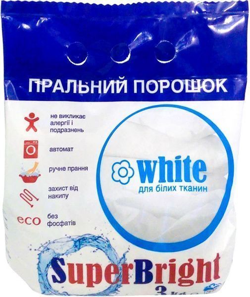 Стиральный порошок для машинной и ручной стирки SuperBright White для белых вещей 3 кг