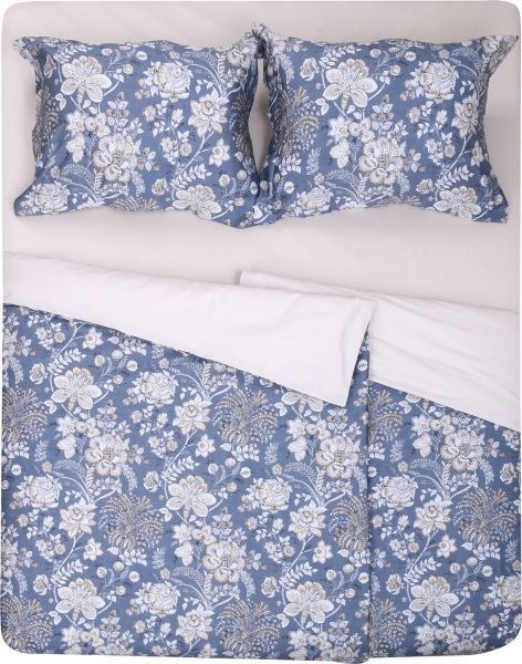 Комплект постільної білизни Destiny сімейний синій із білим Mascioni 
