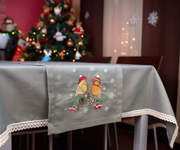 Дорожка Снегири 377-19/00 40x140 см темно-оливковый Эдельвика 