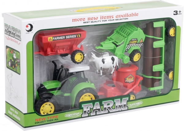 Игровой набор Shantou х6 шт. фермерский трактор с прицепами зеленый JY238796