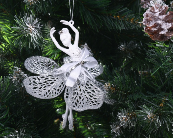 Подвеска Балерина декор Элит 9х12х3 см серебряный