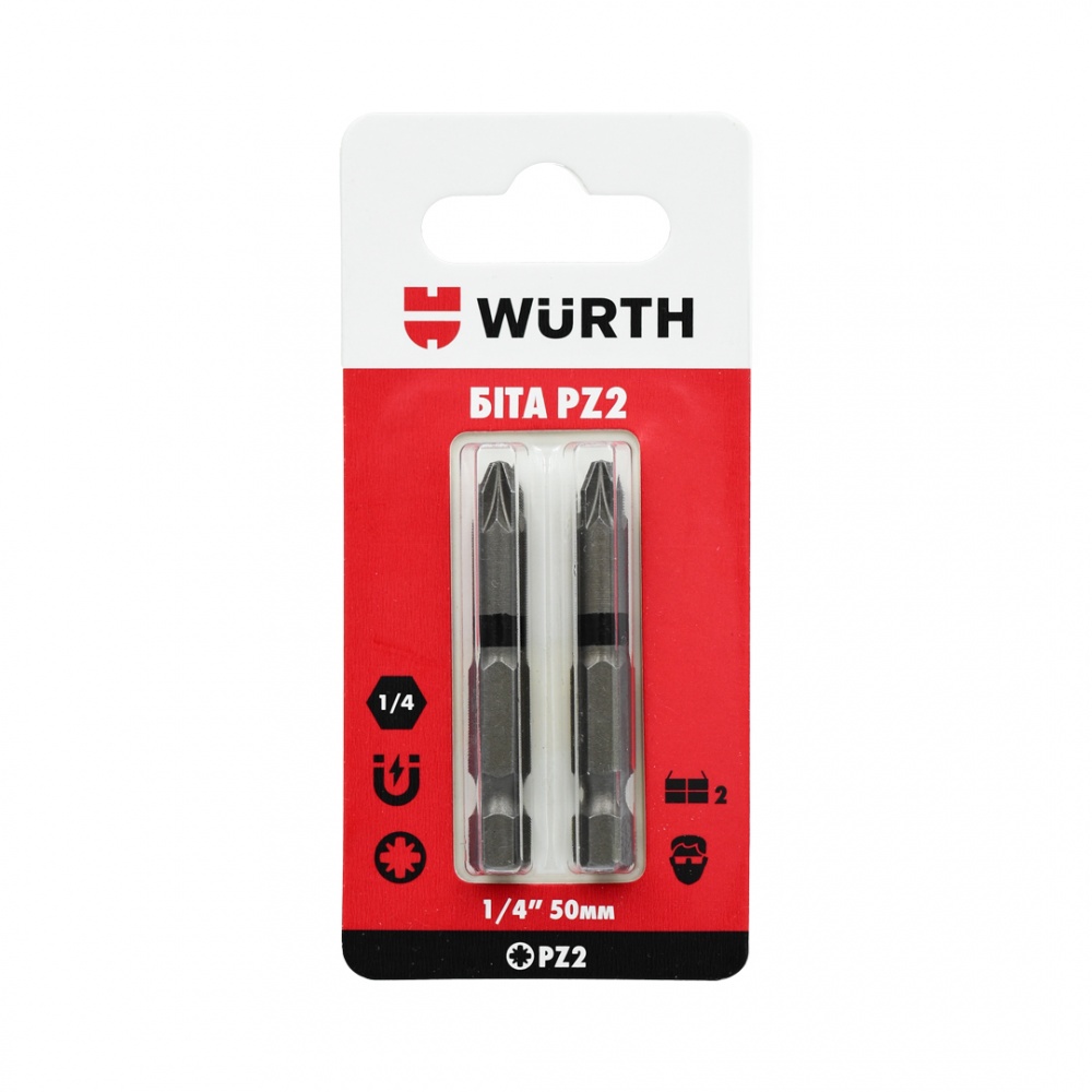 Бита WURTH PZ2х50 мм 1/4