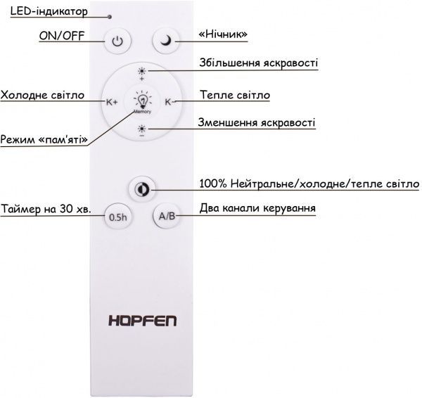 Світильник світлодіодний Hopfen Siyanie з пультом ДК 28 Вт білий/хром 3000-6000 К 