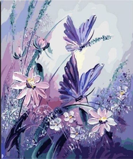 Набір для творчості зі стразами на підрамнику Ліловий світанок 40х50 см Діамантові ручки 