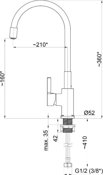 Смеситель для кухни Rubineta Flexy-33 BK FL300R8