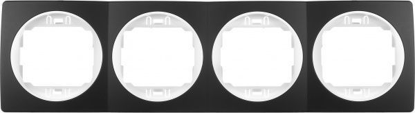 Рамка четырехместная Aling-Conel EON горизонтальная черный / белый E6704.E10