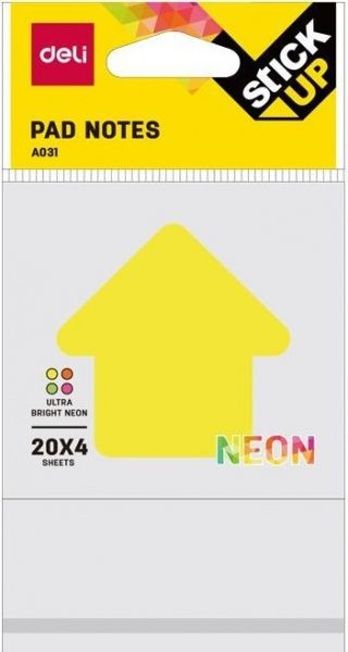 Блоки паперові самоклейкі Стрілка 70х70 мм 20 арк. 4 кольори А03102 Deli