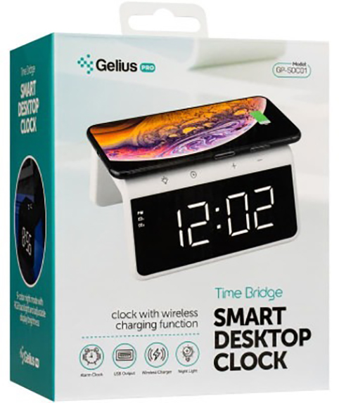 Годинник настільний Pro Smart Desktop Clock Time Bridge GP-SDC01 + бездротова зарядка Gelius