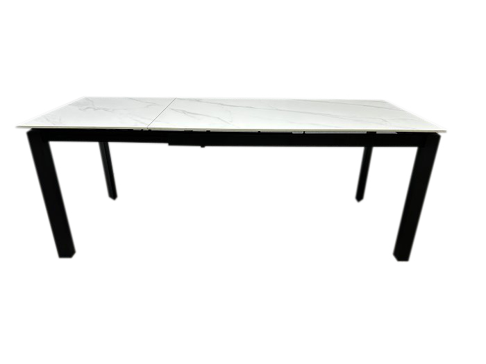 Стол обеденный Prestol Ларс 1400(2000)x800x750мм белый матовый/черный