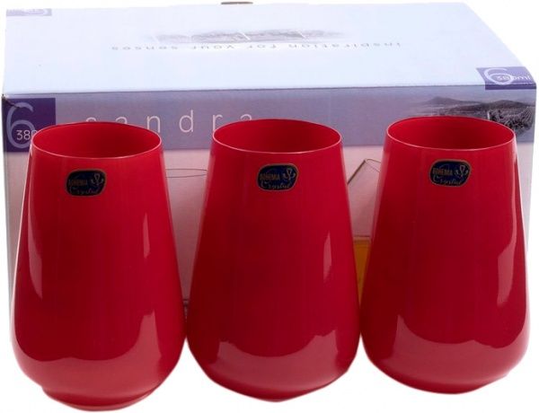 Набор стаканов высоких Sandra красный 380 мл 6 шт. Bohemia 