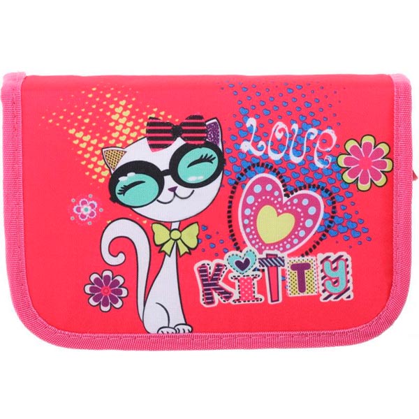 Пенал школьный Котенок 19,5x13x4 см разноцветный