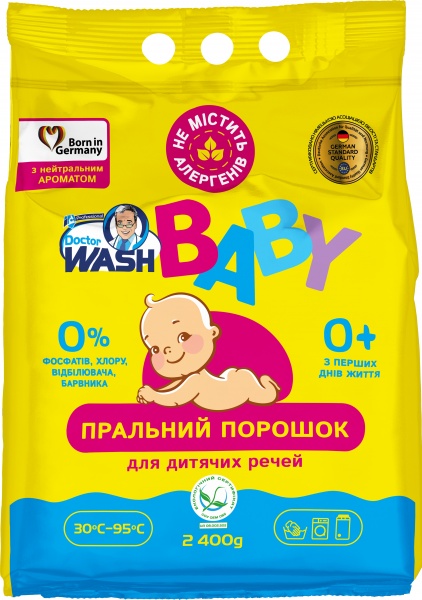 Порошок для машинной и ручной стирки Doctor WASH Baby с нейтральным ароматом 2,4 кг 