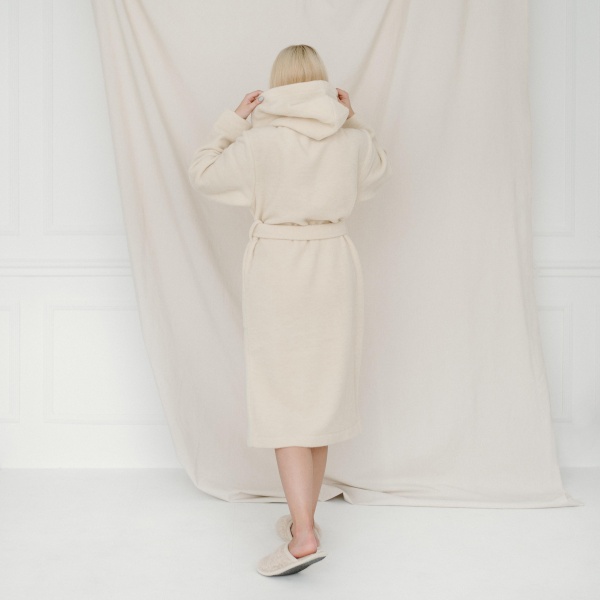 Халат женский Flokati Coral з капюшоном р. M/L экрю